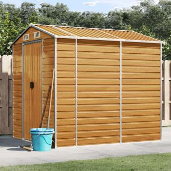 vidaXL Garden Shed Light Brown 191x215x198 cm Galvanised Steel