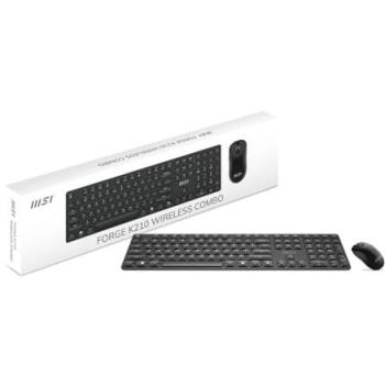 Combo Inalámbrico Teclado y Ratón MSI Forge K210 W, Mecánico, Español, Batería Recargable, Negro
