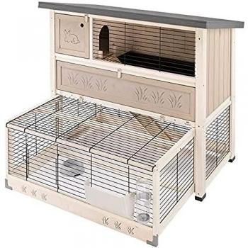 Conejera de Madera FSC Ranch 120 Max con Dos Pisos y Planta Baja Extraíble - 117x69x107 cm Grís Verde