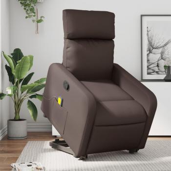 Sillón reclinable de masaje de pie en cuero sintético marrón