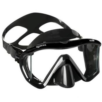 Máscara de Buceo Mares i3 Sunrise Negra - Visibilidad amplia, diseño ergonómico, doble cristal templado, correa ajustable, marco de silicona suave