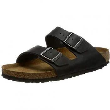 Birkenstock Arizona Narrow Fit Oiled Leather Sandals, Black, EU 38