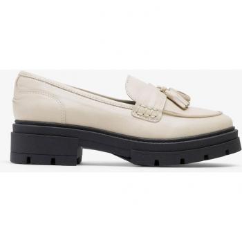 Mocasines de mujer beige con elegante borla y detalle en piel vacuna