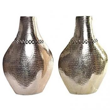 Jarrón DKD Home Decor Cobre 28 x 11 x 41 cm Dorado Aluminio Árabe Troquelado (2 Unidades)