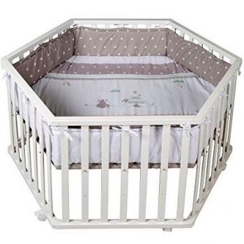Parque Infantil Hexagonal Blanco Indibär con Protectores y Capacidad hasta 15 kg