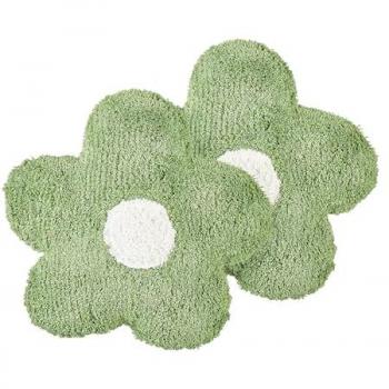 Conjunto de 2 cojines infantiles en forma de flor de algodón verde Sorrel 30 x 30 cm