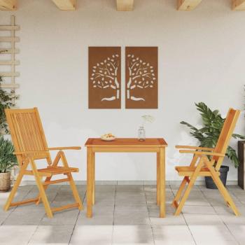 Set de almuerzo de jardín 3 piezas de madera maciza de Acacia Marrón