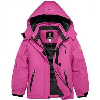 GEMYSE Chaqueta de Esquí Impermeable de Montaña para Niñas Abrigo de Invierno de Lana Antiviento con Capucha