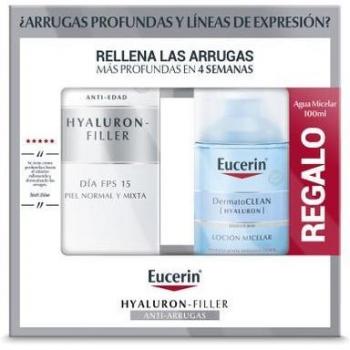 Eucerin Hyaluron-Filler Crema de Día para Piel Normal y Mixta FPS 15, 50 ml + Regalo Agua Micelar DermatoCLEAN, 100 ml