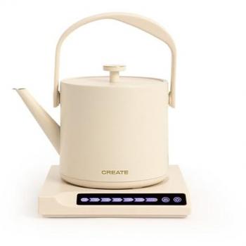 CREATE - Hervidor de agua eléctrico 500 ml, control de temperatura táctil, calienta y mantiene, sistema de seguridad, termostato, pantalla digital, indicador de temperatura, 880W