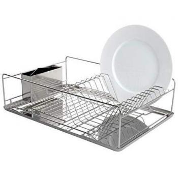 ANDREA HOUSE - Escurreplatos de Acero Inoxidable con Compartimento para Cubiertos 47x32x13,5cm