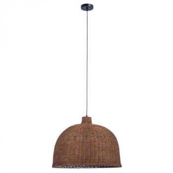 Lámpara colgante Cortic de ratán natural Ø 60 cm para bombilla E27, marrón oscuro