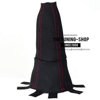 The Tuning Shop - Funda para palanca de caja de cambios manual, ante bordado, color negro - rojo