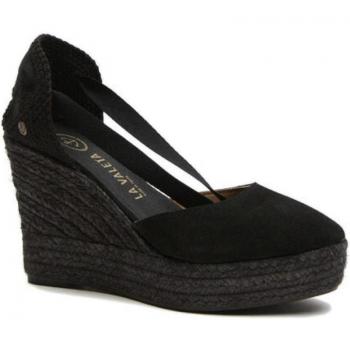 Espadrilles La Valeta Charlene - Calzado Femenino de Cuña, color negro, con cuña alta, diseño elegante y cómodo, ideal para el verano