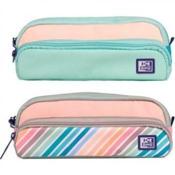 Estuche Oxford Colorblock Portatodo Escolar 2 Cremalleras Multicolor con Agarre Lateral de Goma y Fabricado en Plástico Reciclado