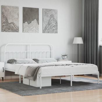 Cama de metal blanca con cabecero redondo 180x200 cm