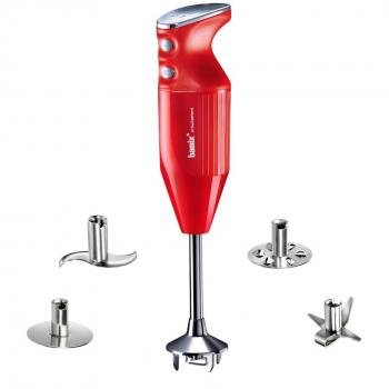 Batidora de inmersión Bamix MAXX 350 W con cuchillas multifunción, color rojo/cromado, fabricada en Suiza