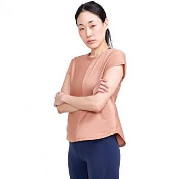 Craft Core Charge Ribbed Short Sleeve T-Shirt Beige/Pink Women - M