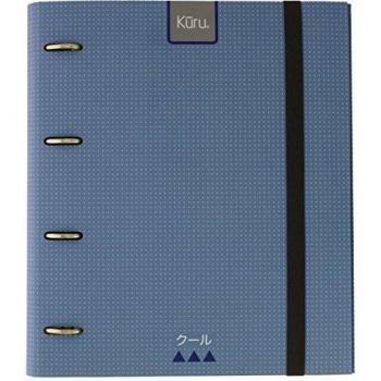 Grafoplás 88102130－Carpeta 4 anillas troqueladas A4 Kuru, color azul, tacto extra suave. Inlcuye sobre transparente, 4 separadores y 100 hojas de 90g