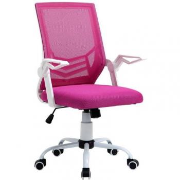 Vinsetto Silla de Oficina Ergonómica Giratoria Altura Ajustable Reposabrazos Abatible Soporte Lumbar Respaldo Transpirable Rosa 62,5x55x94-104 cm