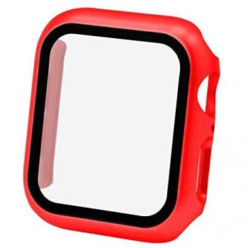 Funda Protectora de PE con Cristal Templado para Apple Watch 4/5/6/SE (40mm) - Rojo, Ultra Delgada y Resistente a Arañazos y Caídas