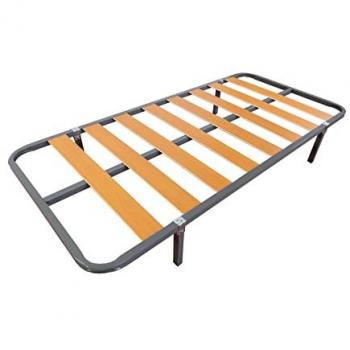 Somier de Lamas 90 x 190 cm con 4 Patas - Fabricado en España, Estructura de Acero y Láminas de Madera de Chopo