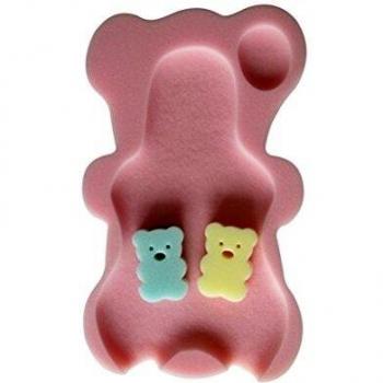 Asiento de esponja de bebé para bañeras de YeahiBaby. Alfombrilla antideslizante y esponjas de baño. Color rosa