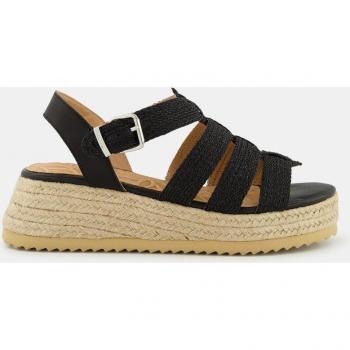Sandalias de cuña de mujer estilo romanas con tiras en rafia y cierre de hebilla