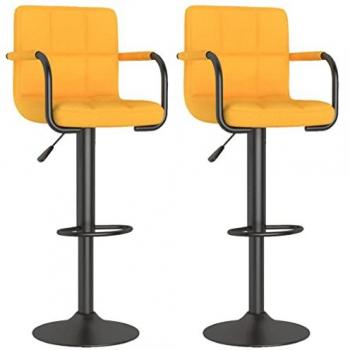 Taburetes de cocina 2 unidades tela amarillo mostaza vidaXL