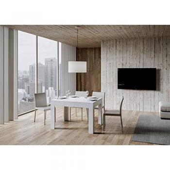 Mesa extensible rectangular Bibi 90x120/180 cm blanca espatulada para 8 personas