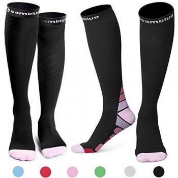 CAMBIVO Medias de Comrpesion Mujer y Hombre 2 Pares, Calcetines Compresivos Enfermera para Running, Trabajo, Ciclismo, Trotar, Correr, Deporte, Volar, Acampada