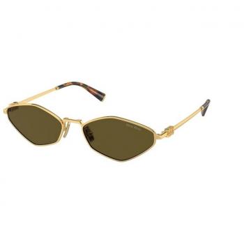 Miu Miu MU 56ZS 5AK09Z Women's Sunglasses in Gold with Brown Dark Lenses, Size 56 MM