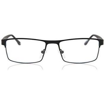 Rectangle Montura Completa Metálico Negras Gafas Recetadas para Hombre - Gafas Anti-Azules - SmartBuy Collection