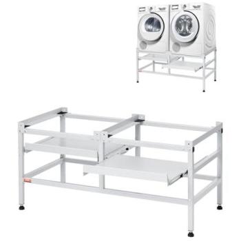 VEVOR Heavy-Duty Washing Machine Stand, 1230x635 mm Washer Pedestal with 267 kg Load Capacity, Double Tray Design and Adjustable Feet for Elevating Washers and Dryers