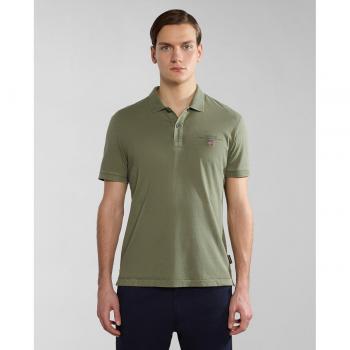 Napapijri Men's Short Sleeve Cotton Polo Shirt in Green Lichen, Size S