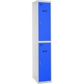 Taquilla Vestuario Metálica SimonRack, 2 Puertas, Incluye Llave, Dimensiones 1800x300x500 mm, Color Gris/Azul - Simonlocker