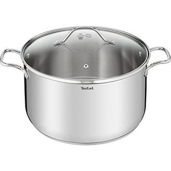 Tefal Intuition Cacerola de 36 cm con capacidad de 20.3 L, con tapa, acero inoxidable, marcas medición, tapas cristal, aptas para del horno y lavavajillas