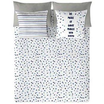Funda Nórdica Popcorn Isis Azul 100% Algodón Cama 180/190 (260 x 220 cm)
