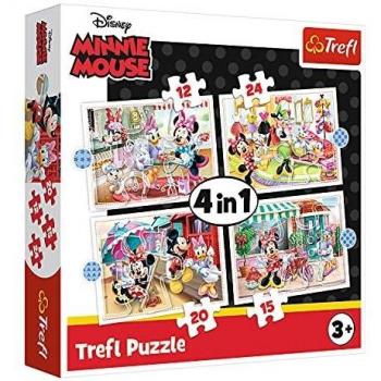 Trefl, Minnie with Friends Puzzle 12 to 24 Pieces 4 Sets for Children from 3 Years TR34355 Multi-Coloured