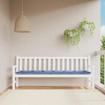 Blue and White Striped Garden Bench Cushion 78.7x19.7x2.8 Fabric