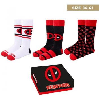 Pack de 3 Calcetines Deadpool - Marvel Licencia Oficial - Talla 36-41 Multicolor