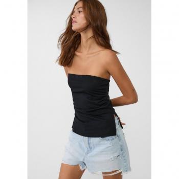 Stradivarius Black Bandeau Top with Side Slits Size M