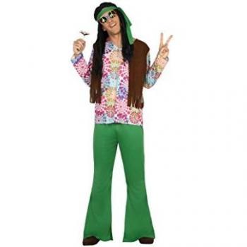 Atosa-31550 Disfraz Hombre Hippie, Color Verde, XS-S