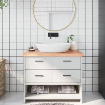 Encimera de Baño Plegable de Madera Tratada Color Marrón Claro, Natural y Gris Oscuro - 100x60x6 cm