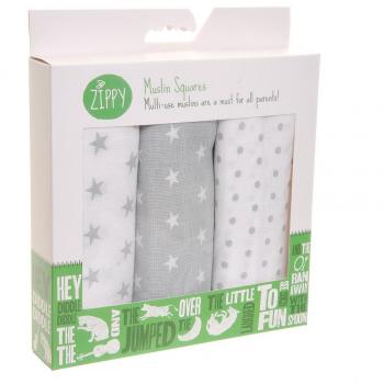 Zippy Muslin Mantas finas de muselina elegante gris y blanco