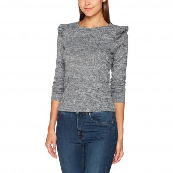 ONLY Onlelcos L/s Frill Shoulder Top Noos, Camisa Manga Larga para Mujer, Gris