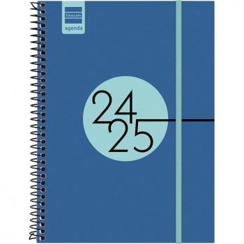 Agenda Escolar Espiral 2024-2025 Azul Cobalto Semana Vista Horizontal