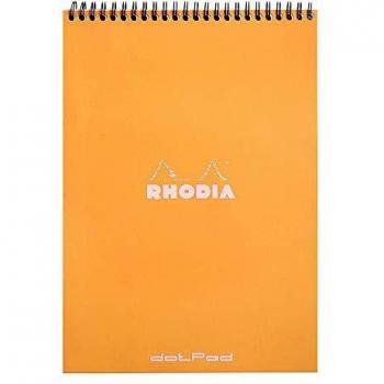 Rhodia Classic Orange A4 Wirebound Dot Grid Notebook, 80 Detachable Sheets, 80g