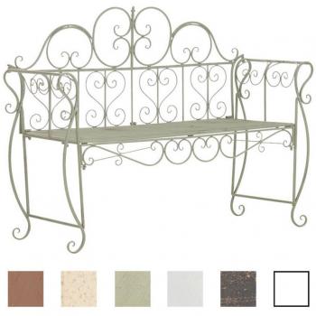 Banco de Jardín CLP Minna en Metal Verde Antiguo, estilo nostálgico, dimensiones 123 x 46 cm, capacidad para 2 personas, disponible en 5 colores