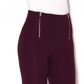 Tregging Ancha Cinturilla elástica Mujer by Vencastyle - 015878,Rojo Vino,3XL
